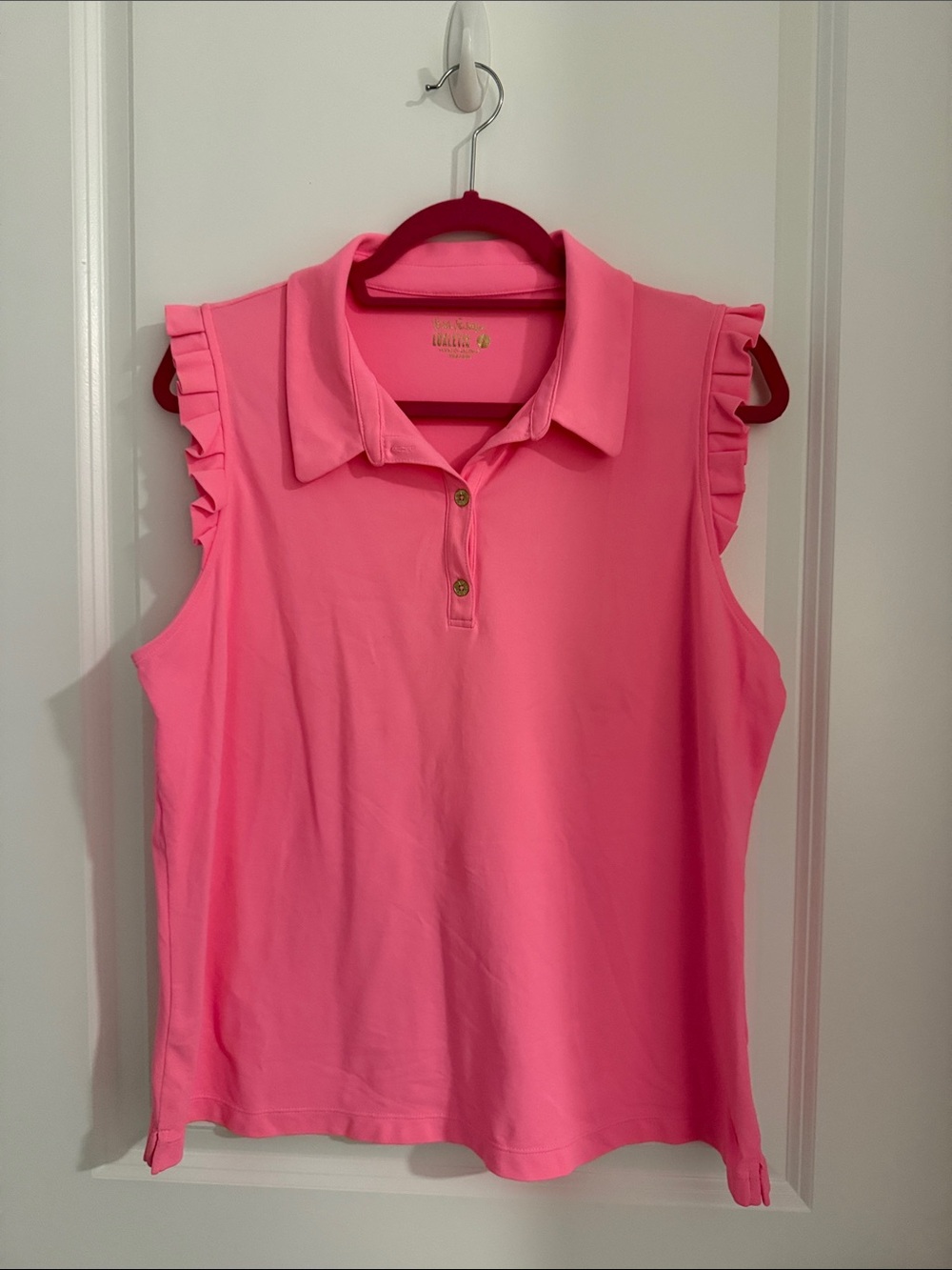 Lilly Pulitzer Luxletic Ruffle Sleeveless Golf Polo Tank Top XL